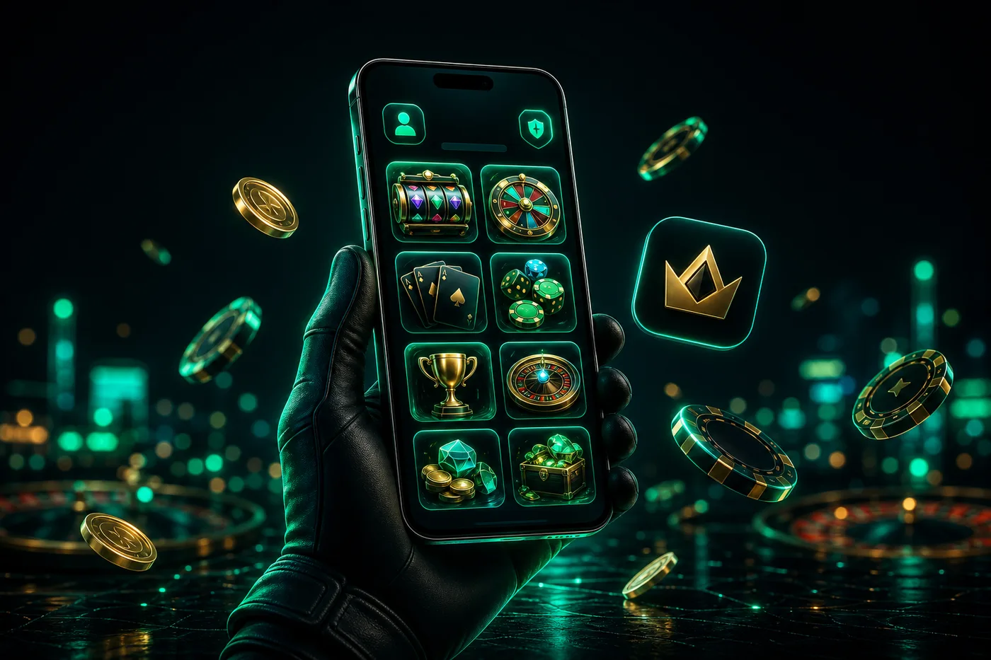 Celular con el lobby de Granawin Casino abierto en la pantalla de inicio