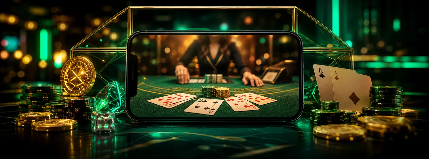 Mesa de casino en vivo en la pantalla de un celular
