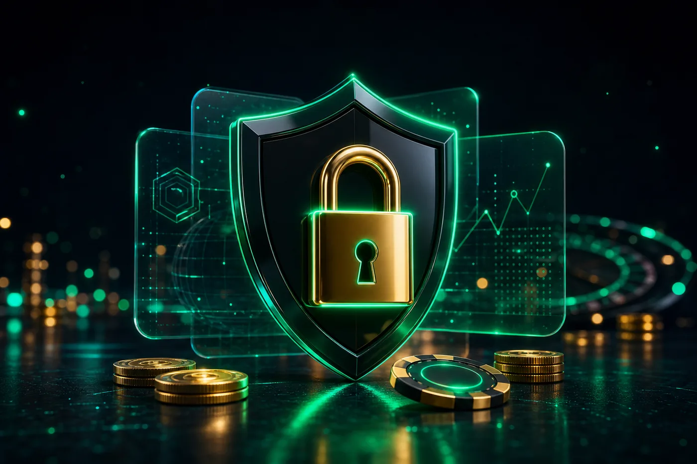 Candado digital sobre un escudo que simboliza la protección de datos personales